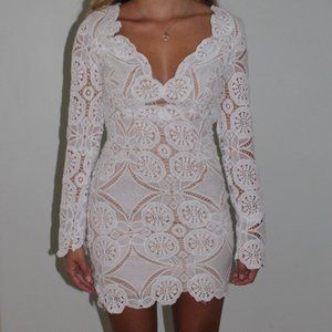 Love triangle white lace dress